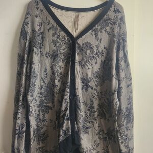 Penningtons Cream and Black Floral Long Sleeve Cardigan